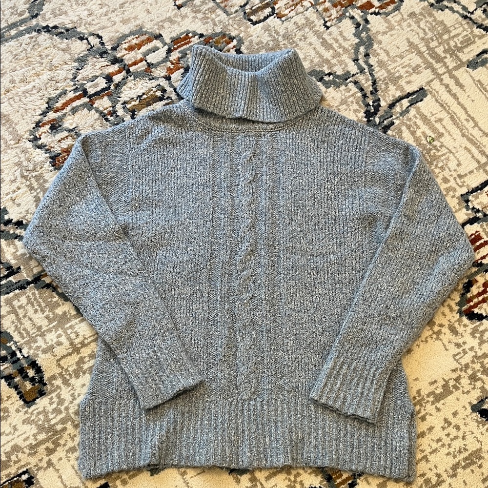 Jones New York Cozy Blue/Gray Turtleneck Sweater